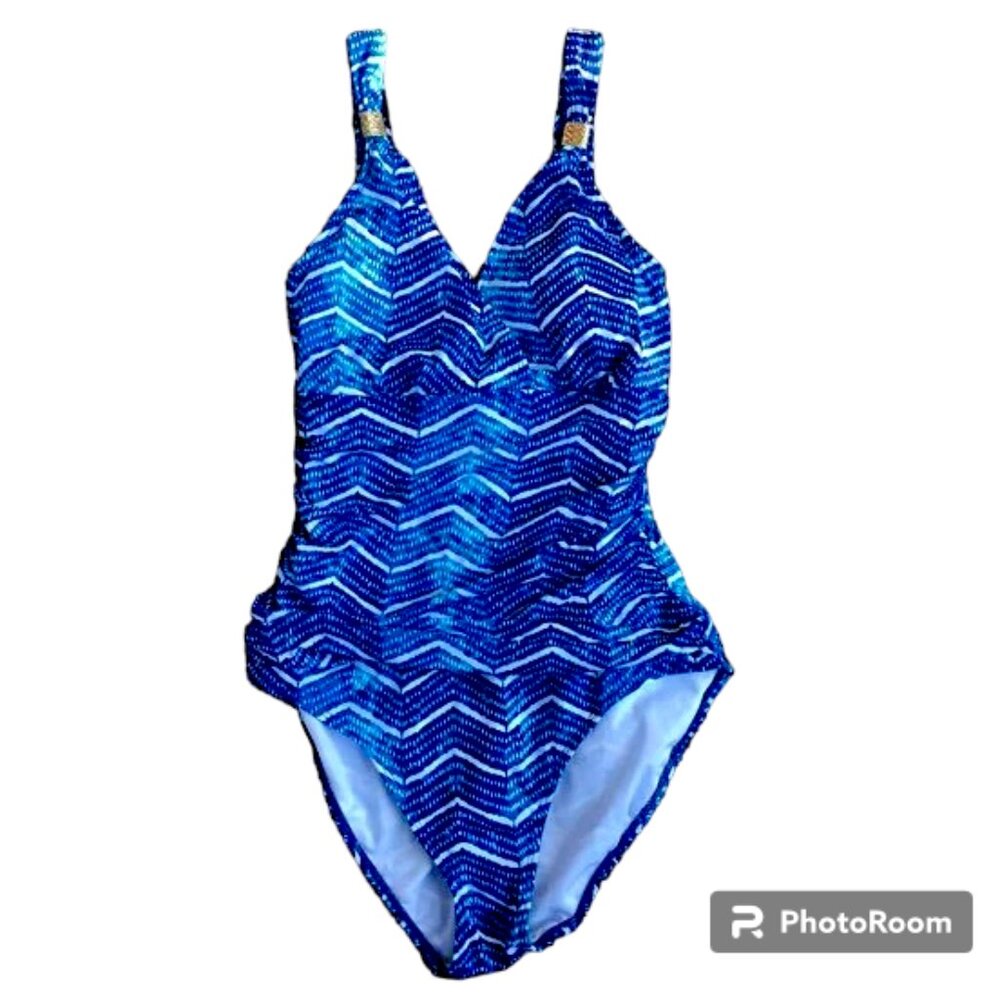 Ralph Lauren blue & white one piece swimsuit - size 6